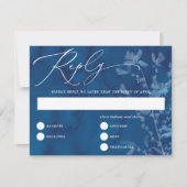 Elegante Blue SunPrint Botanische Hochzeitskarte Einladung (Vorderseite)