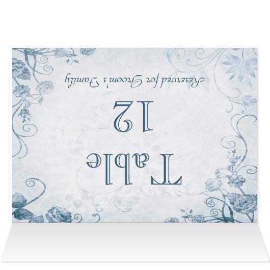 Elegante Blue Table Seating Name Card (Innenansicht Horizontal (Oben))