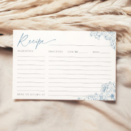 Elegante Blue Toile de Jouy Bridal Rezept Card Einladung