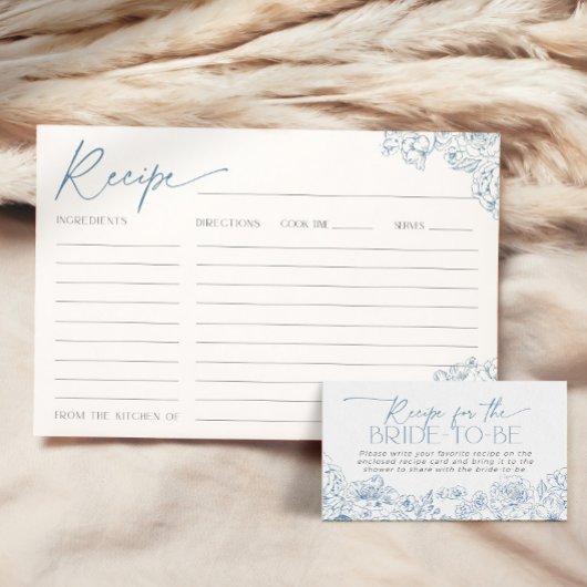 Elegante Blue Toile de Jouy Bridal Rezept Card Einladung