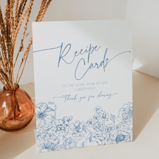 Elegante Blue Toile de Jouy Bridal Rezept Karten Sockelschild