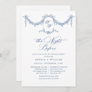 Elegante Blue Toile Garden Probe Abendessen Einladung