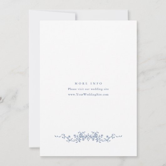 Elegante Blue Toile Garden Probe Abendessen Einladung (Rückseite)