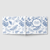 Elegante Blue Toile Print Personalisiert Baby Dusc Gästebuch (Voll)