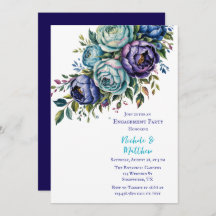 Elegante Blue Turquoise Floral Engagement Party