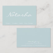 Elegante Blue und White Script Schriftart Business Visitenkarte (Vorne/Hinten)