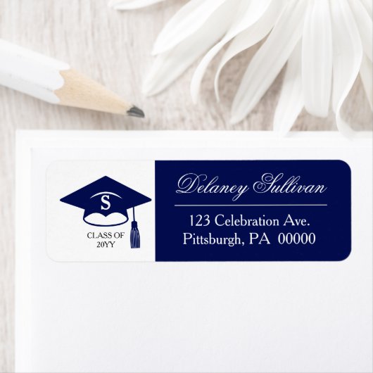 Elegante Blue Uni-Abschluß Rücksendeadresse (Insitu)