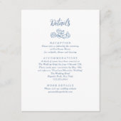 Elegante Blue Vintag Floral Wedding Begleitkarte (Vorderseite)