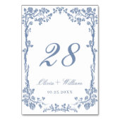 Elegante Blue Vintag Garden Blume Hochzeit Tischnummer (Rückseite)