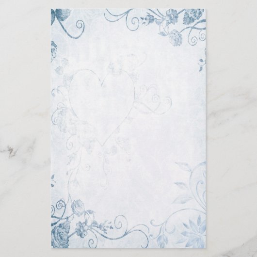 Elegante Blue Vintage Hochzeit Briefpapier (Vorderseite)