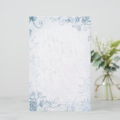 Elegante Blue Vintage Hochzeit Briefpapier (Stehend Vorderseite)