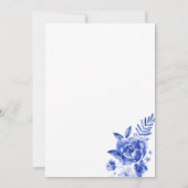 Elegante Blue Watercolor Blume Hochzeit Einladung (Rückseite)