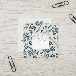 Elegante Blue Watercolor-Blume Quadratische Visitenkarte