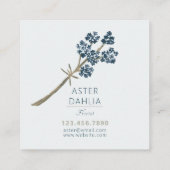 Elegante Blue Watercolor-Blume Quadratische Visitenkarte (Rückseite)