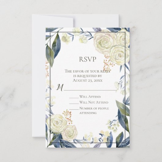 Elegante Blue Watercolor Blume UAWG Repcard Einladung (Vorderseite)