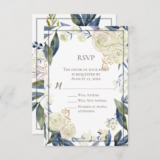 Elegante Blue Watercolor Blume UAWG Repcard Einladung (Vorne/Hinten)