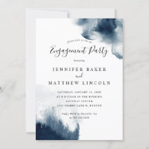 Elegante Blue Watercolor Engagement Party