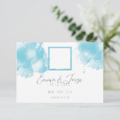 Elegante Blue Watercolor Flat Save the Date Card (Stehend Vorderseite)