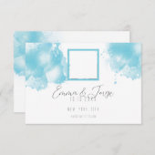 Elegante Blue Watercolor Flat Save the Date Card (Vorne/Hinten)