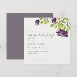 ELEGANTE BLUE WATERCOLOR FLORAL GOLD VERLOBUNG EINLADUNG