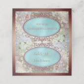 Elegante Blue Watercolor Floral Platzkarte (Außenseite Aufgefaltet)