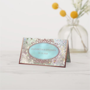 Elegante Blue Watercolor Floral Platzkarte