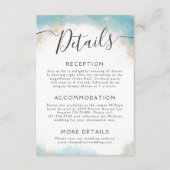 Elegante Blue Watercolor Gold Hochzeiten Details Begleitkarte (Vorderseite)