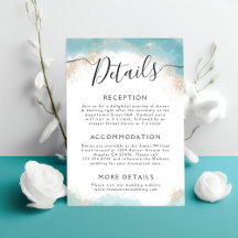 Elegante Blue Watercolor Gold Hochzeiten Details