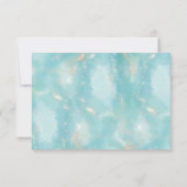 Elegante Blue Watercolor Gold Wedding RSVP Card (Rückseite)