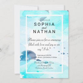Elegante Blue Watercolor Hochzeit Einladung
