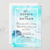 Elegante Blue Watercolor Hochzeit Einladung (Vorne/Hinten)