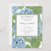 Elegante Blue Watercolor Hydrangea Blumenhochzeit Einladung (Vorderseite)