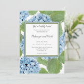 Elegante Blue Watercolor Hydrangea Blumenhochzeit Einladung (Stehend Vorderseite)