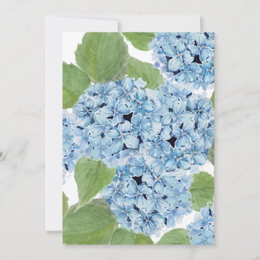 Elegante Blue Watercolor Hydrangea Blumenhochzeit Einladung (Rückseite)