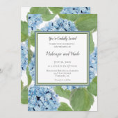 Elegante Blue Watercolor Hydrangea Blumenhochzeit Einladung (Vorne/Hinten)
