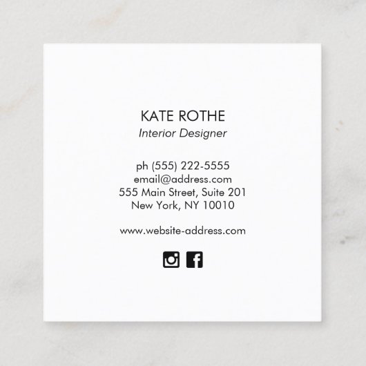 Elegante Blue Watercolor Magnolia Quadratische Visitenkarte (Rückseite)