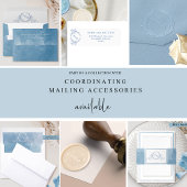 Elegante Blue Watercolor Monogram Wedding Rette di Save The Date