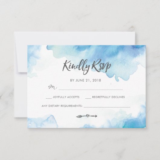 Elegante Blue Watercolor RSVP-Karten Einladung (Vorderseite)