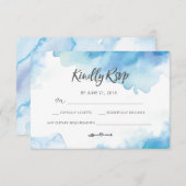 Elegante Blue Watercolor RSVP-Karten Einladung (Vorne/Hinten)