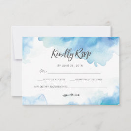 Elegante Blue Watercolor RSVP-Karten Einladung