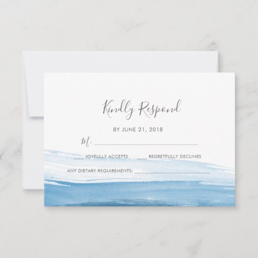 Elegante Blue Watercolor RSVP-Karten Einladung (Vorderseite)