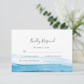 Elegante Blue Watercolor RSVP-Karten Einladung (Stehend Vorderseite)