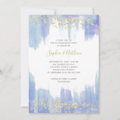 Elegante Blue Watercolor und Gold Engagement Party Einladung (Vorderseite)