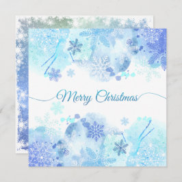 Elegante Blue Watercolor Weihnachten Party Einladu Einladung