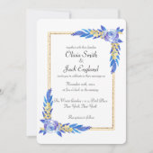 Elegante Blue Watercolor Wildblume Hochzeit Einladung (Vorderseite)