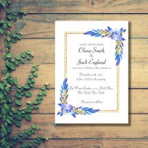 Elegante Blue Watercolor Wildblume Hochzeit