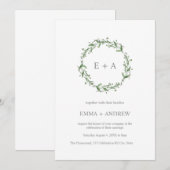 Elegante Blue Watercolor Wreath Wedding Einladung (Vorne/Hinten)