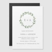 Elegante Blue Watercolor Wreath Wedding Magneteinladung (Vorne/Hinten)