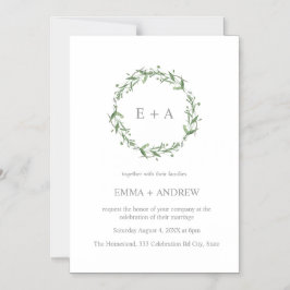 Elegante Blue Watercolor Wreath Wedding Magneteinladung