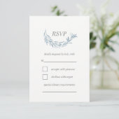 Elegante Blue Watercolor Wreath Wedding RSVP Card (Stehend Vorderseite)